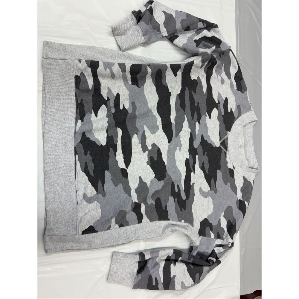 Aerie Oversized Camouflage Crewneck Pullover with Split Sides Size Large